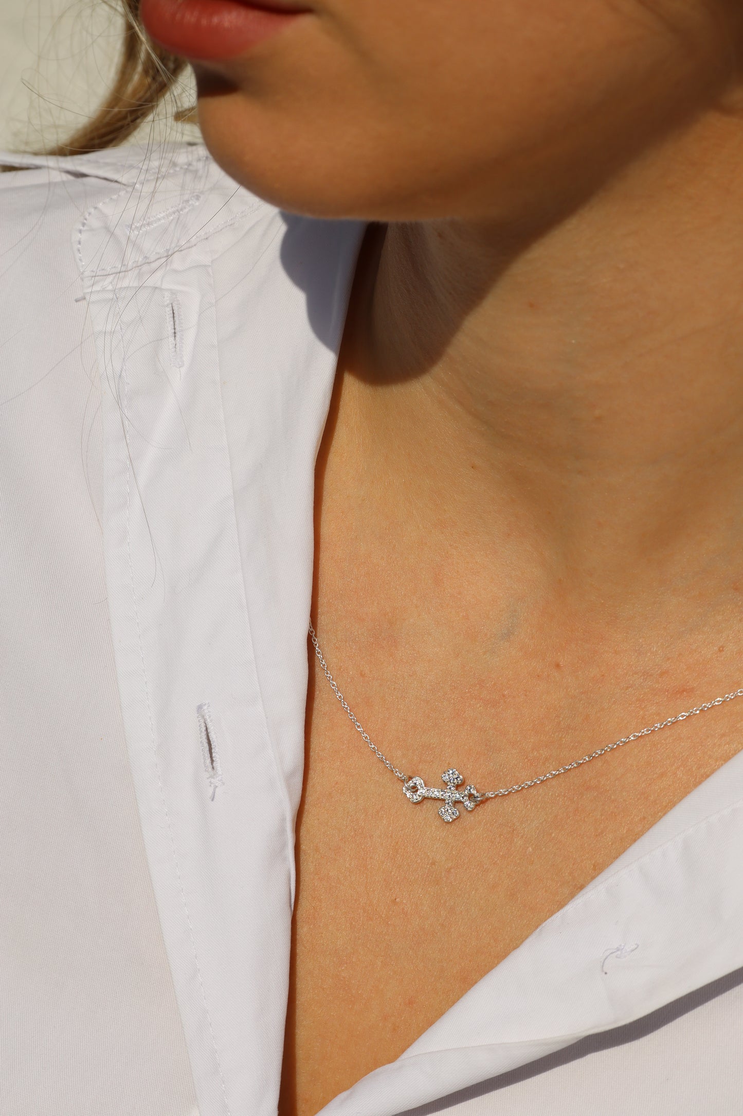 Halskette Orthodoxes Kreuz Zirkonia, 925er Silber