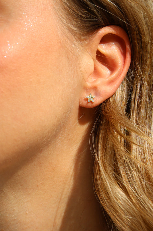 Ohrringe Stern, 925er Silber vergoldet