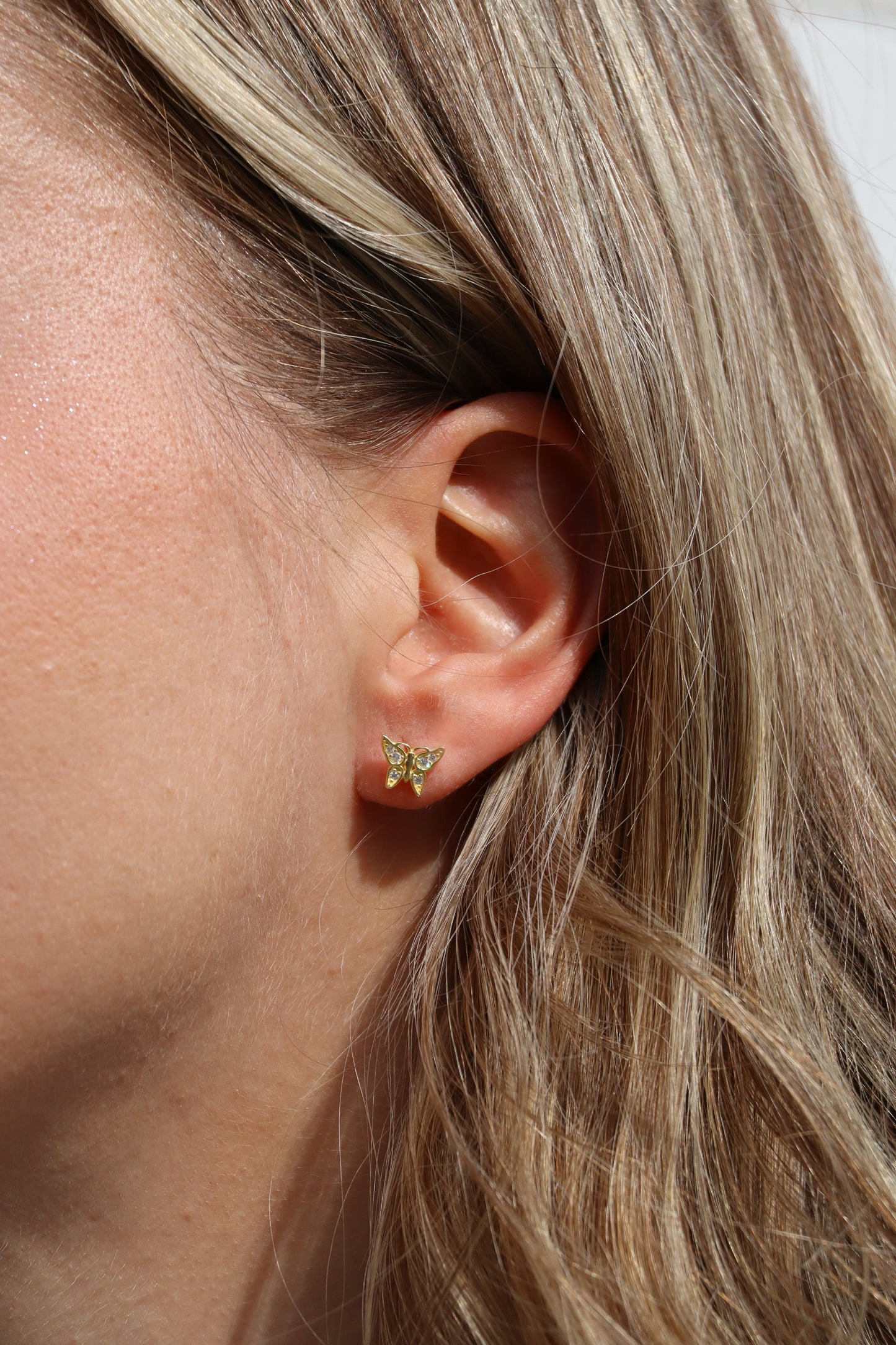 Ohrringe Schmetterling 1, 925er Silber vergoldet