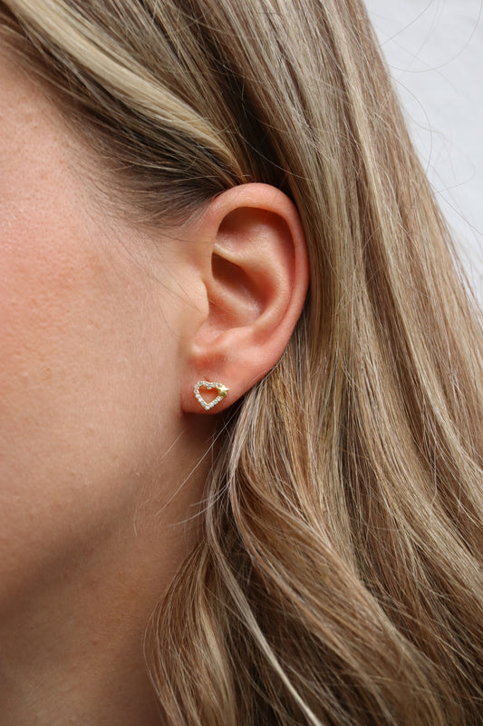 Ohrringe Herz Stern , 925er Silber vergoldet