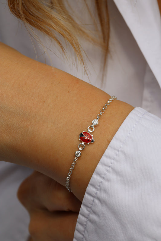 Armband Marienkäfer, 925er Silber