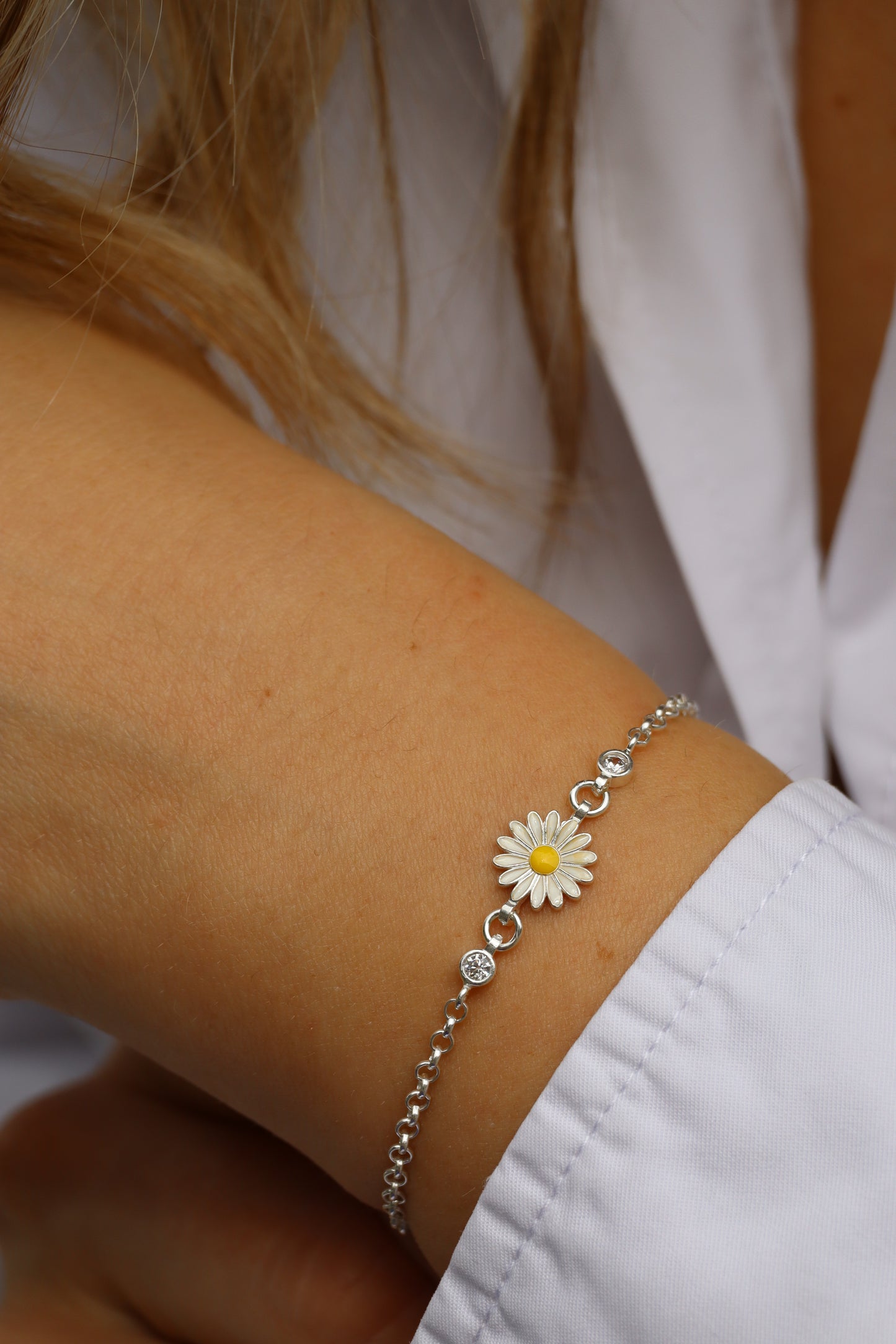 Armband Sonnenblümchen, 925er Silber