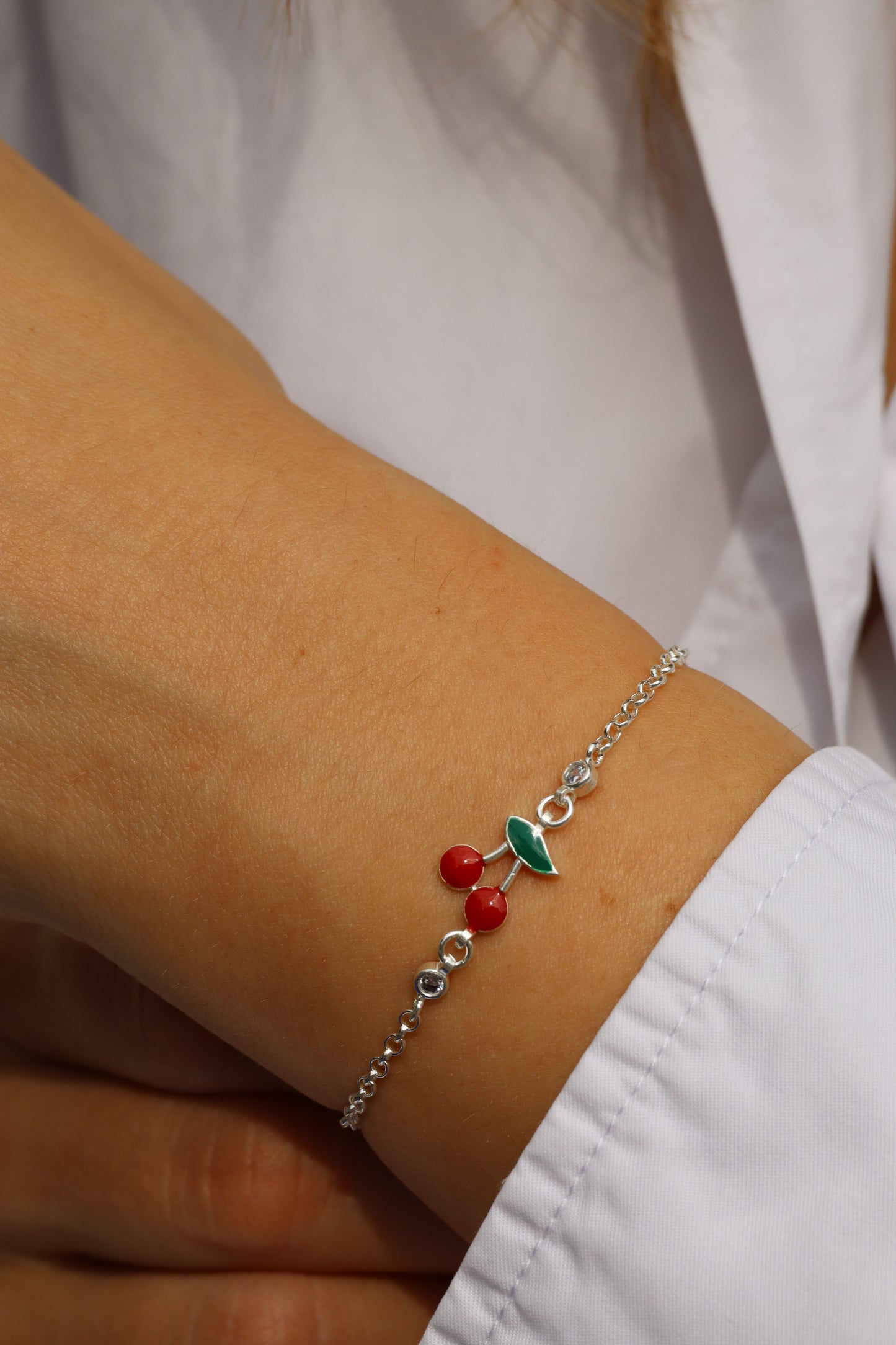 Armband Kirsche, 925er Silber