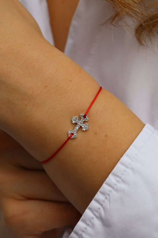 Armband Kreuz Orthodox mit Zirkonia, 925er Silber