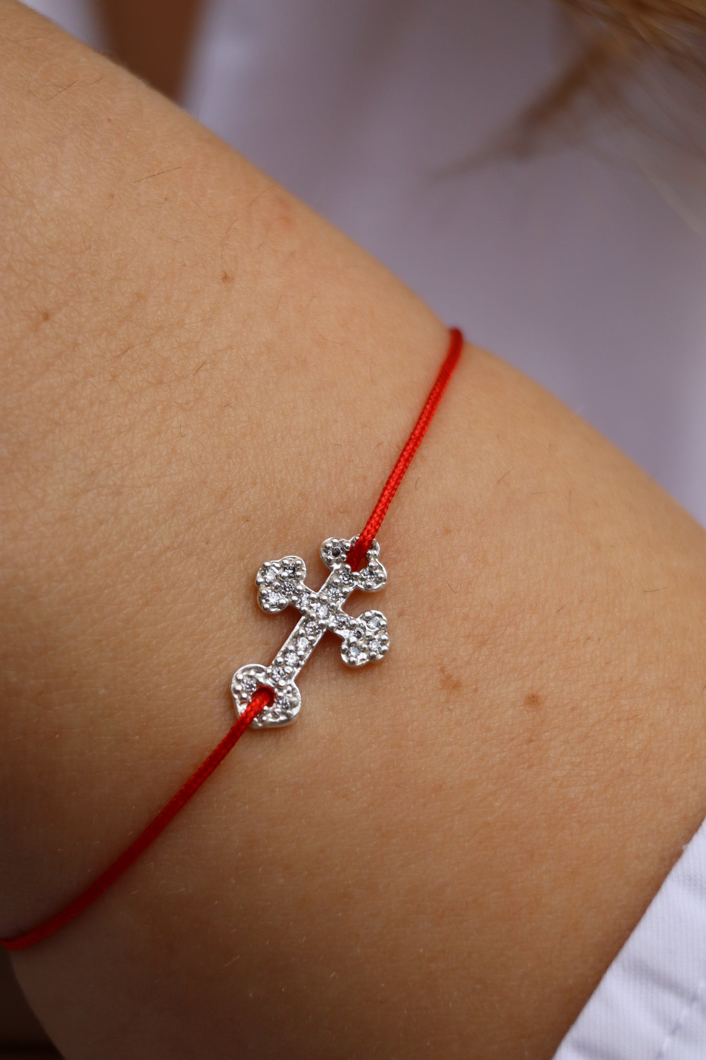 Armband Kreuz Orthodox mit Zirkonia, 925er Silber