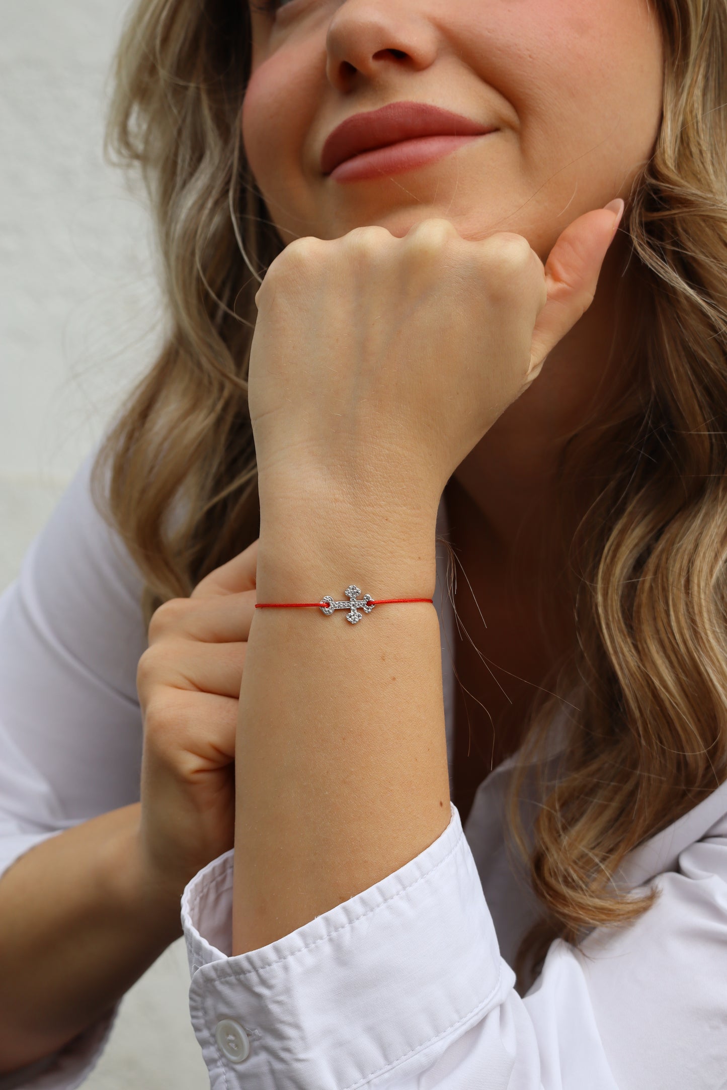 Armband Kreuz Orthodox mit Zirkonia, 925er Silber