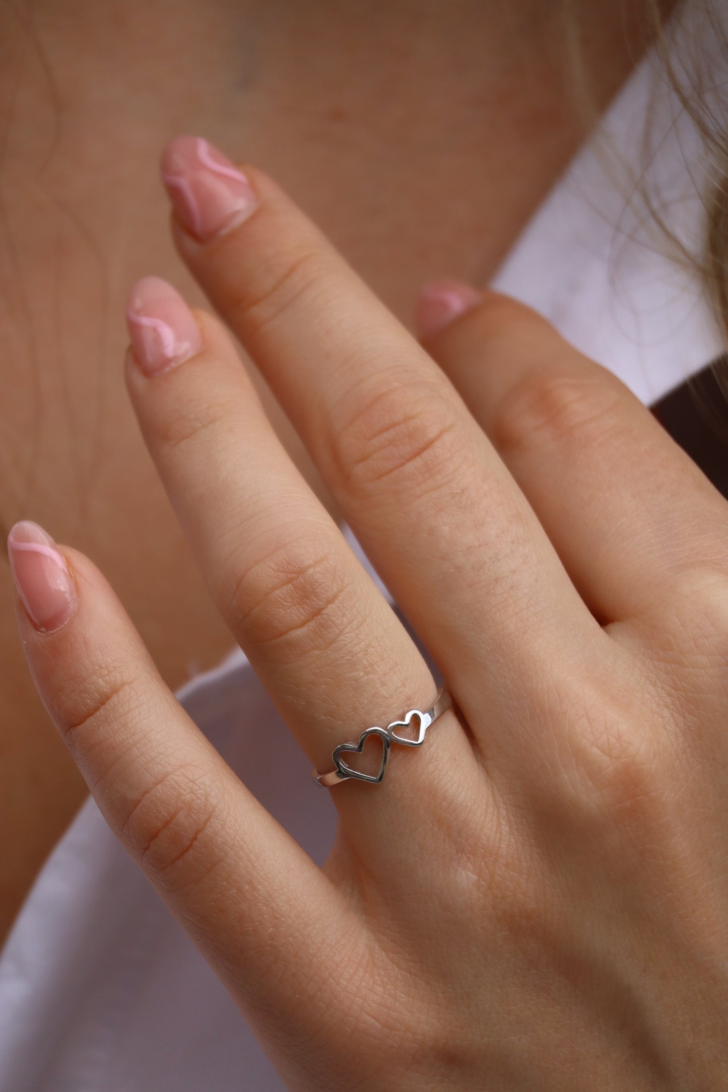 Ring Doppeltes Herz, 925er Silber