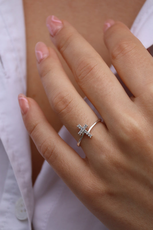 Ring Kreuz, 925er Silber