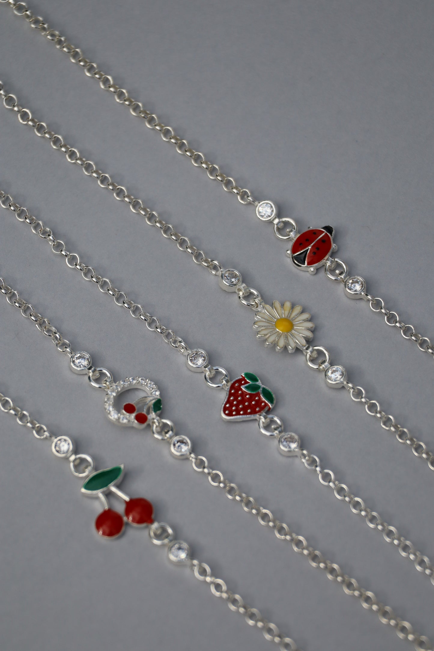 Armband Erdbeere, 925er Silber